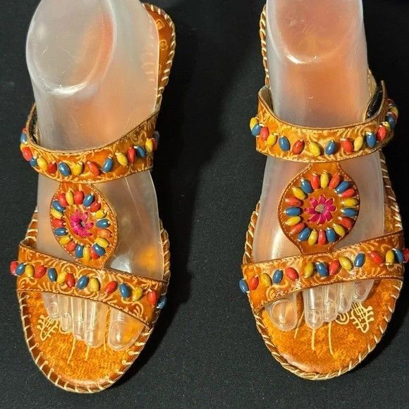 Corkys Colorful St. Kitts  Embellished Wedges Adjustable Strap  Women's Sz 9 - Picture 2 of 7